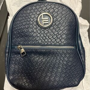 London Fog Navy Blue Bowery Woven Backpack Navy Blue